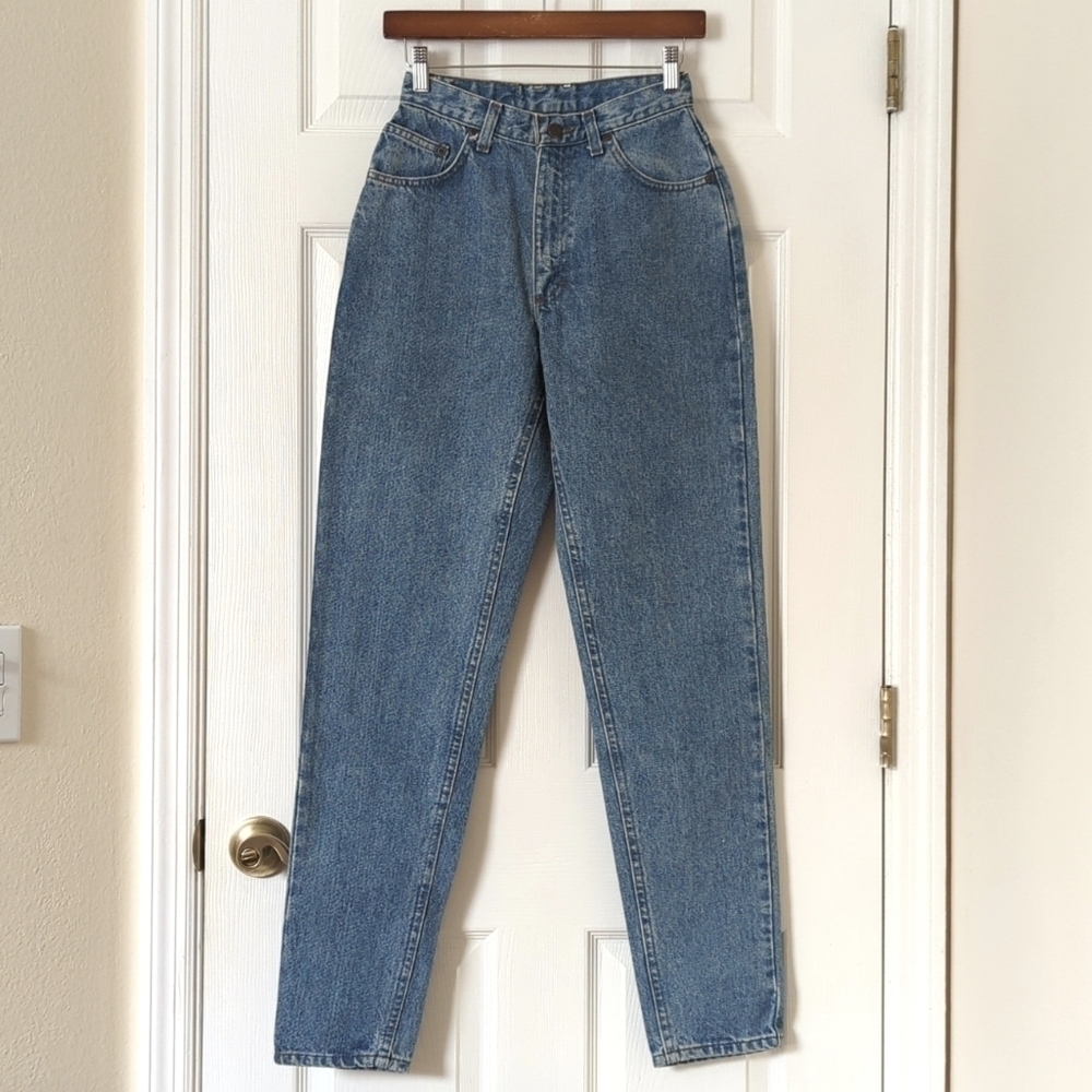 Riders 90's Vintage Deadstock Medium Wash High Rise Easy Fit Tapered Leg Jeans 5